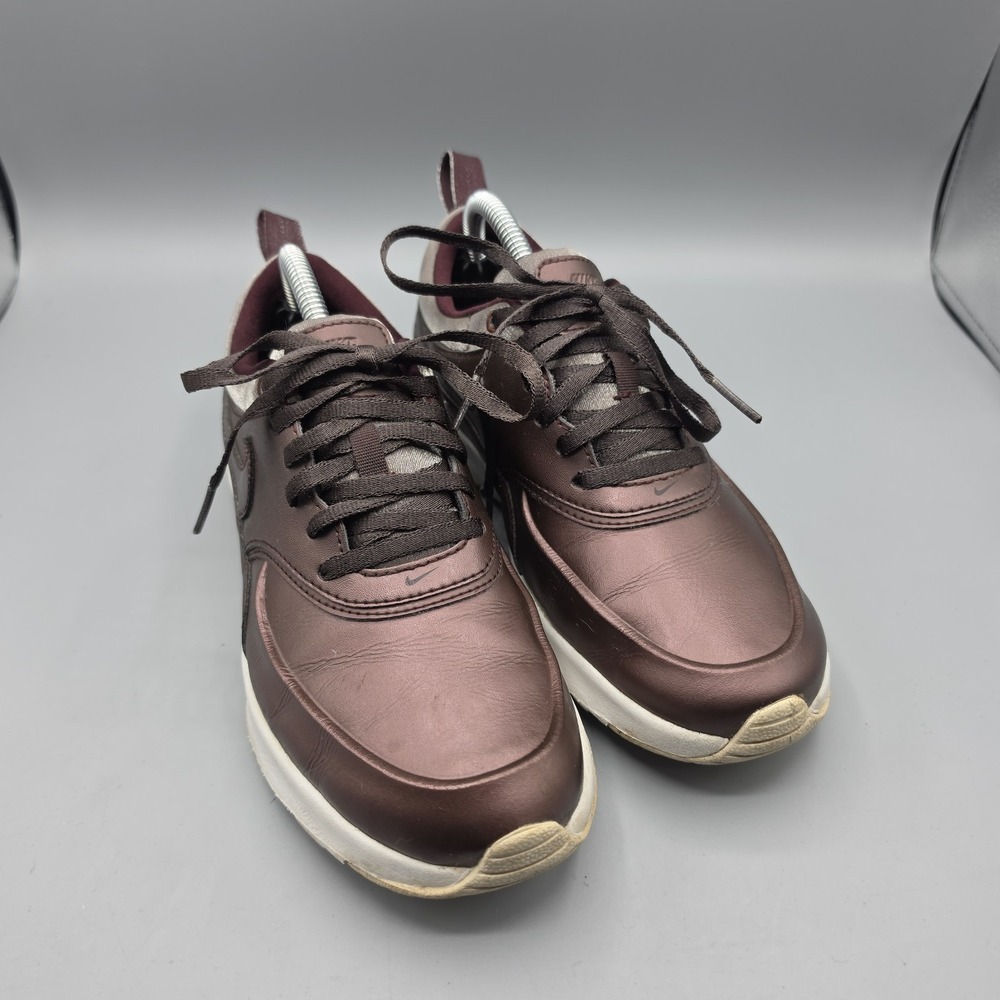 Nike Air Max Thea Sneakers Womens 6.5 Maroon Leather Metallic Low Top Streetwear